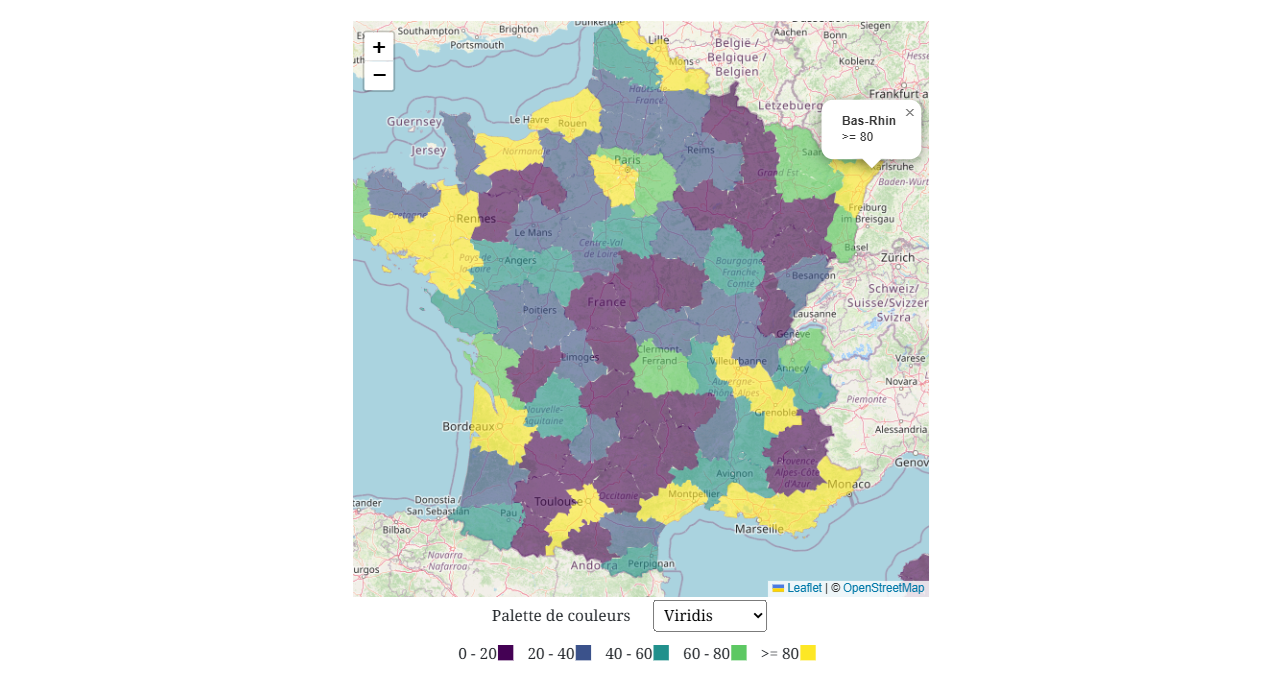 Répartition des participants par département.